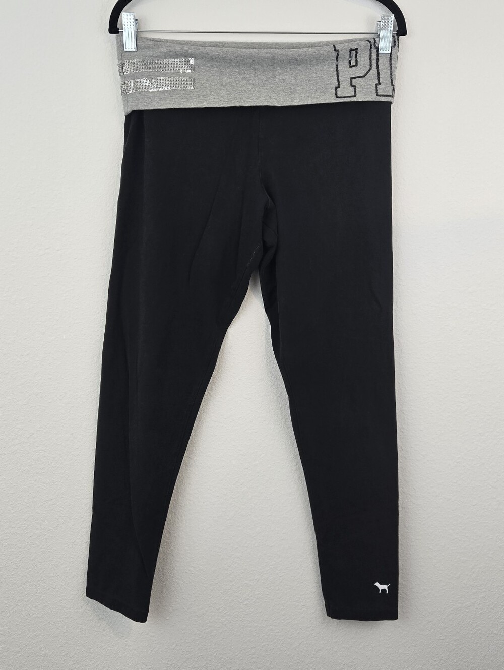 PINK Gray And Black Foldover Leggings